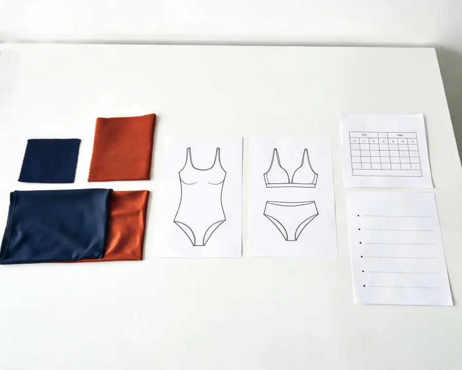 Custom swimwear fabric and construction review on a sourcing desk
